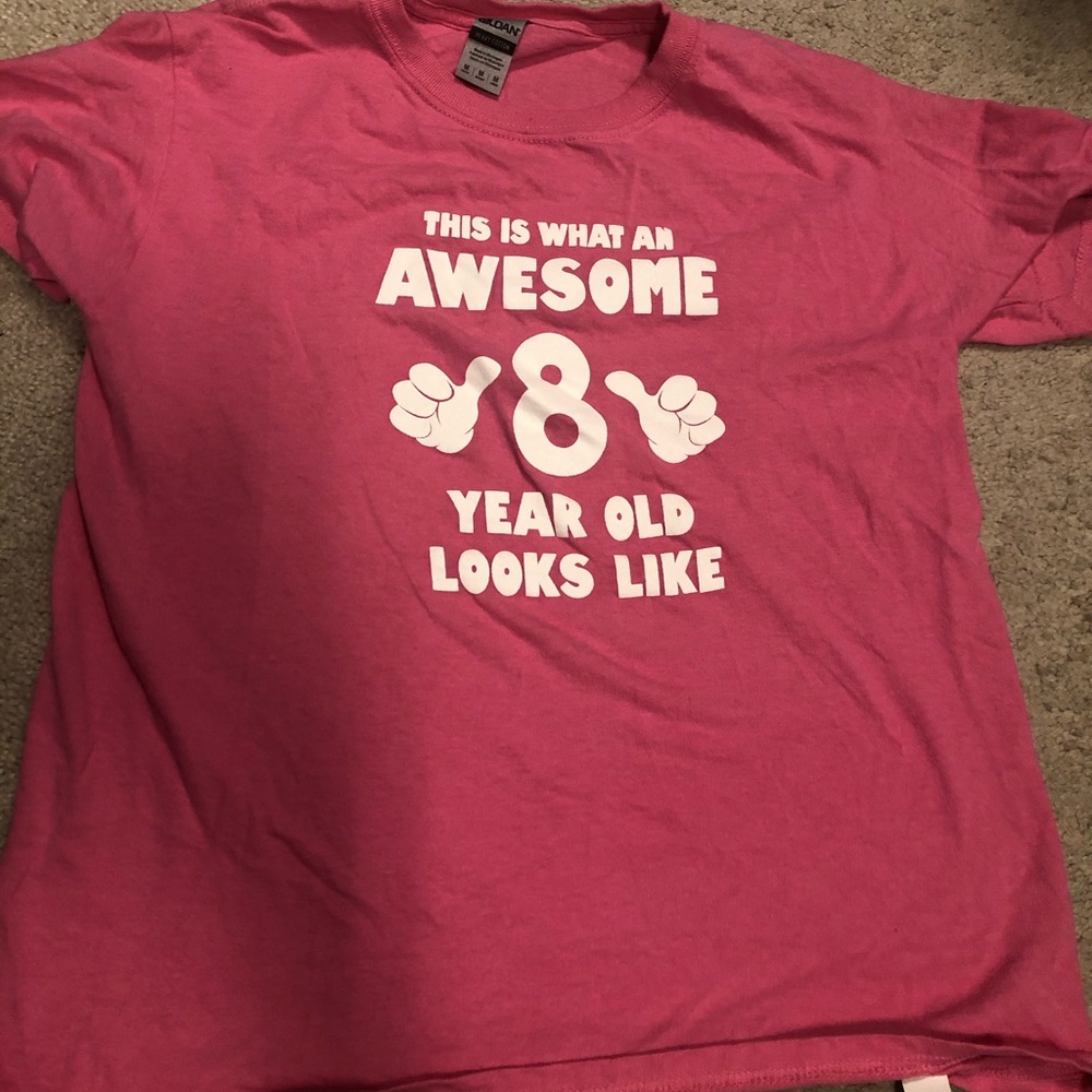 Pink 8 years old birthday youth t-shirt 🍉 4/$20